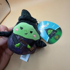 Squishmallows Elphaba Plush Clip-On Keychain Wicked Black Green Squish